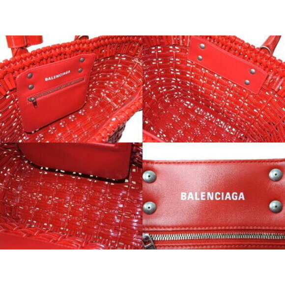 BALENCIAGA Bistro Basket Bag handbag tweed red enamel - Picture 8 of 8